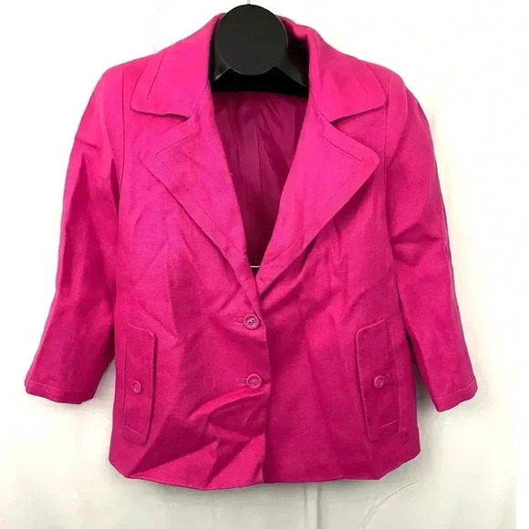 Talbots Pink Button Front Blazer Jacket Womens 12 100% Linen - Business Wear - Picture 9 of 9